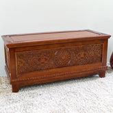 Indian Hand Carved Solid Wood Blanket Box Chest B14